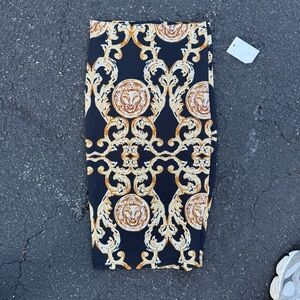 Charlotte Russe Black and Gold Baroque Midi Skirt